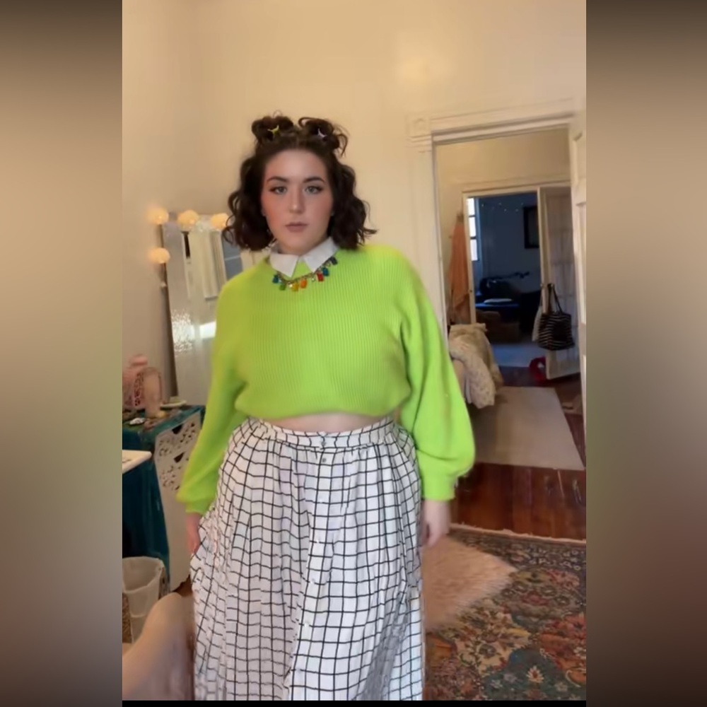 80s Inspired Grid Style MIDI Skirt ૮₍ • ˕ - ₎ა♡₊˚